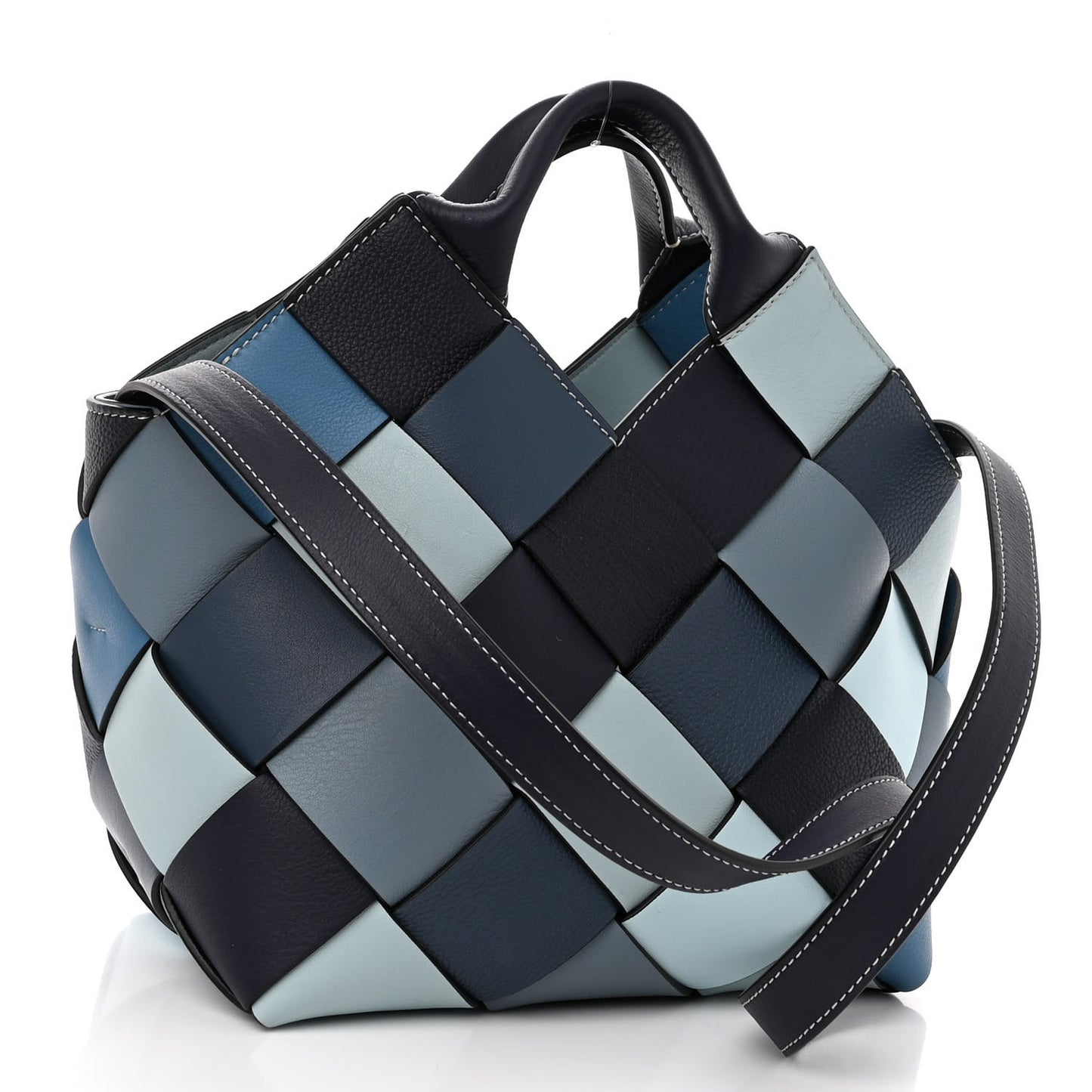 Calfskin Woven Small The Surplus Collection Basket Bag Steel Crystal