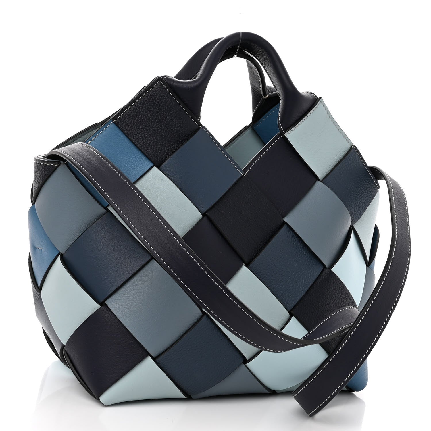 Loewe Calfskin Woven Small The Surplus Collection Basket Bag Steel Crystal 3 of 9