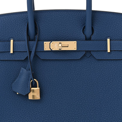 Hermes Togo Birkin 30 Bleu Tie 8 of 11