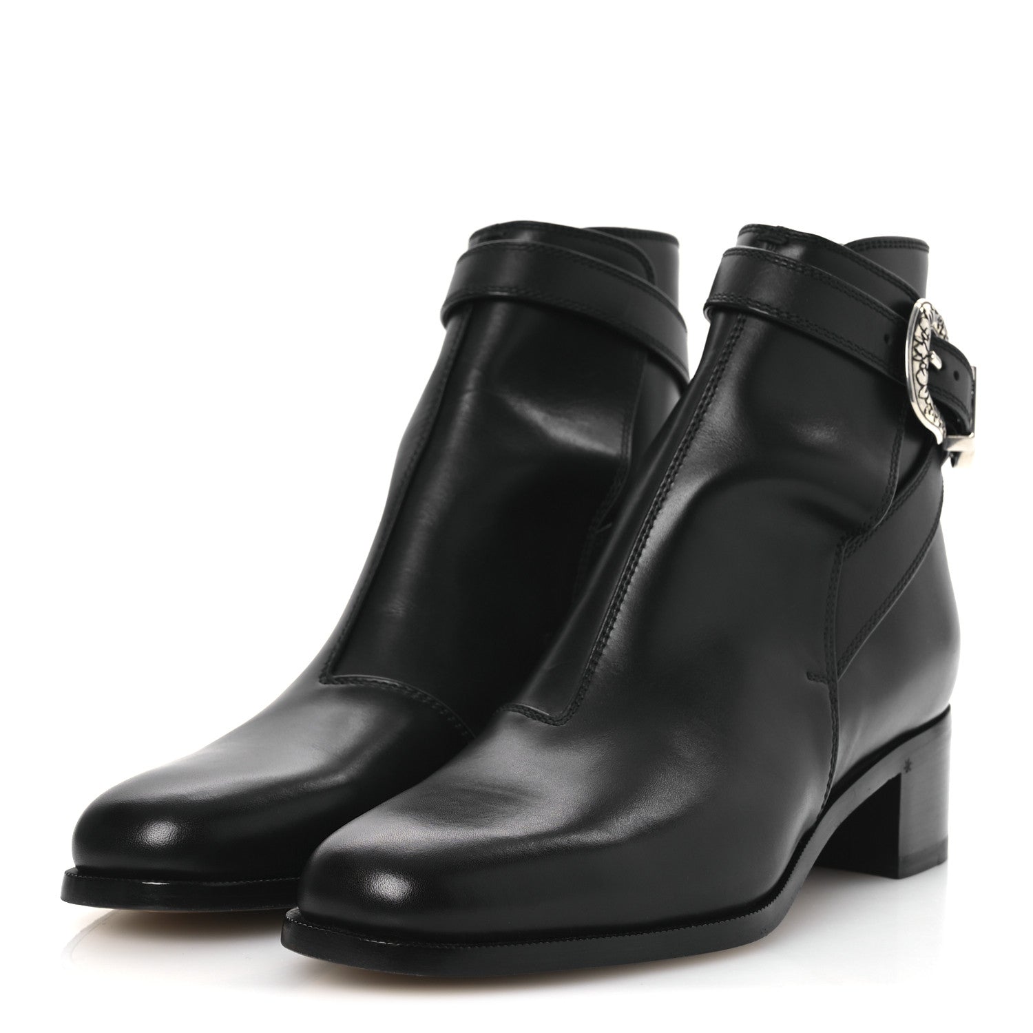 Gucci Calfskin Jakarta Buckle Boots 8 Black 4 of 11