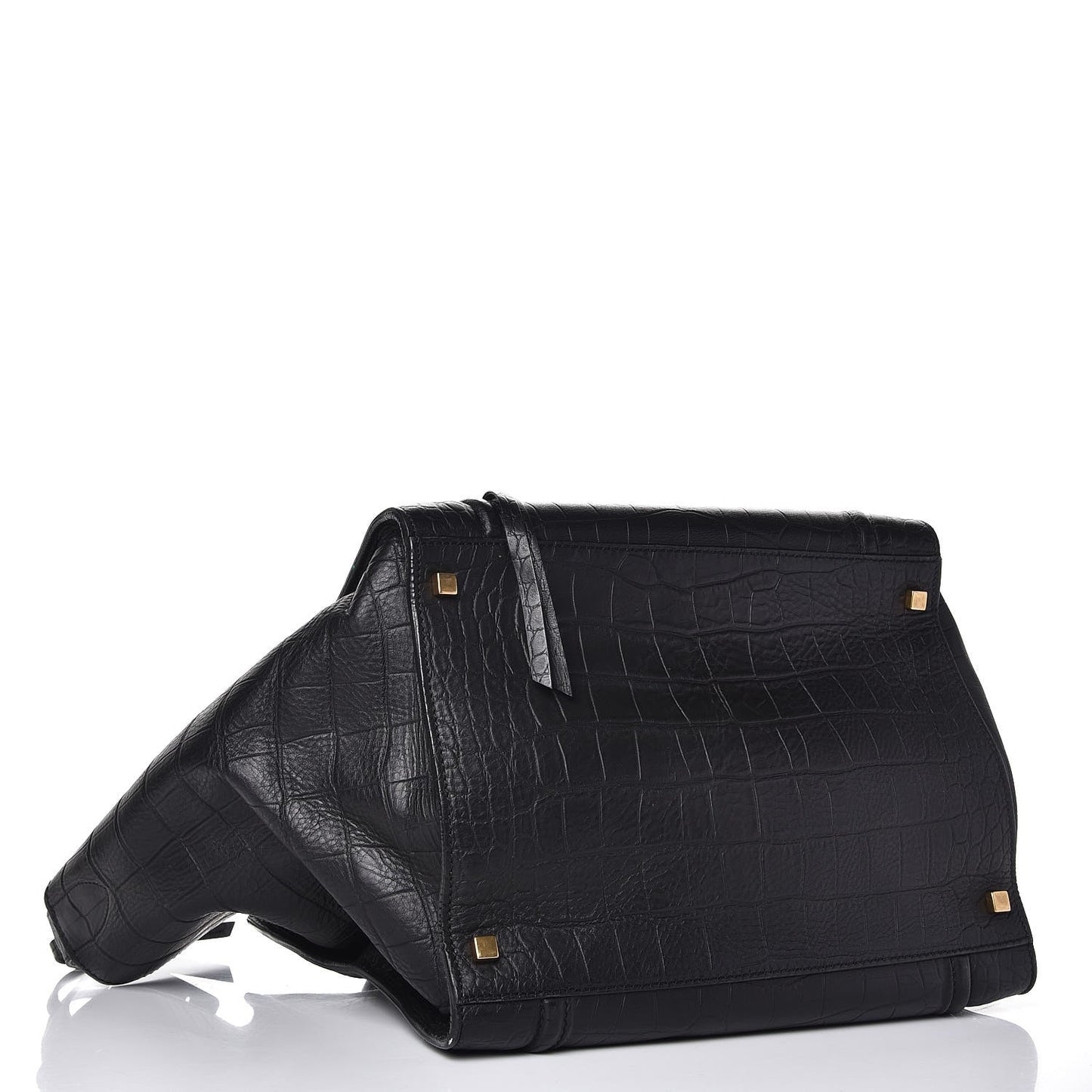 Crocodile Embossed Calfskin Large Phantom Luggage Black