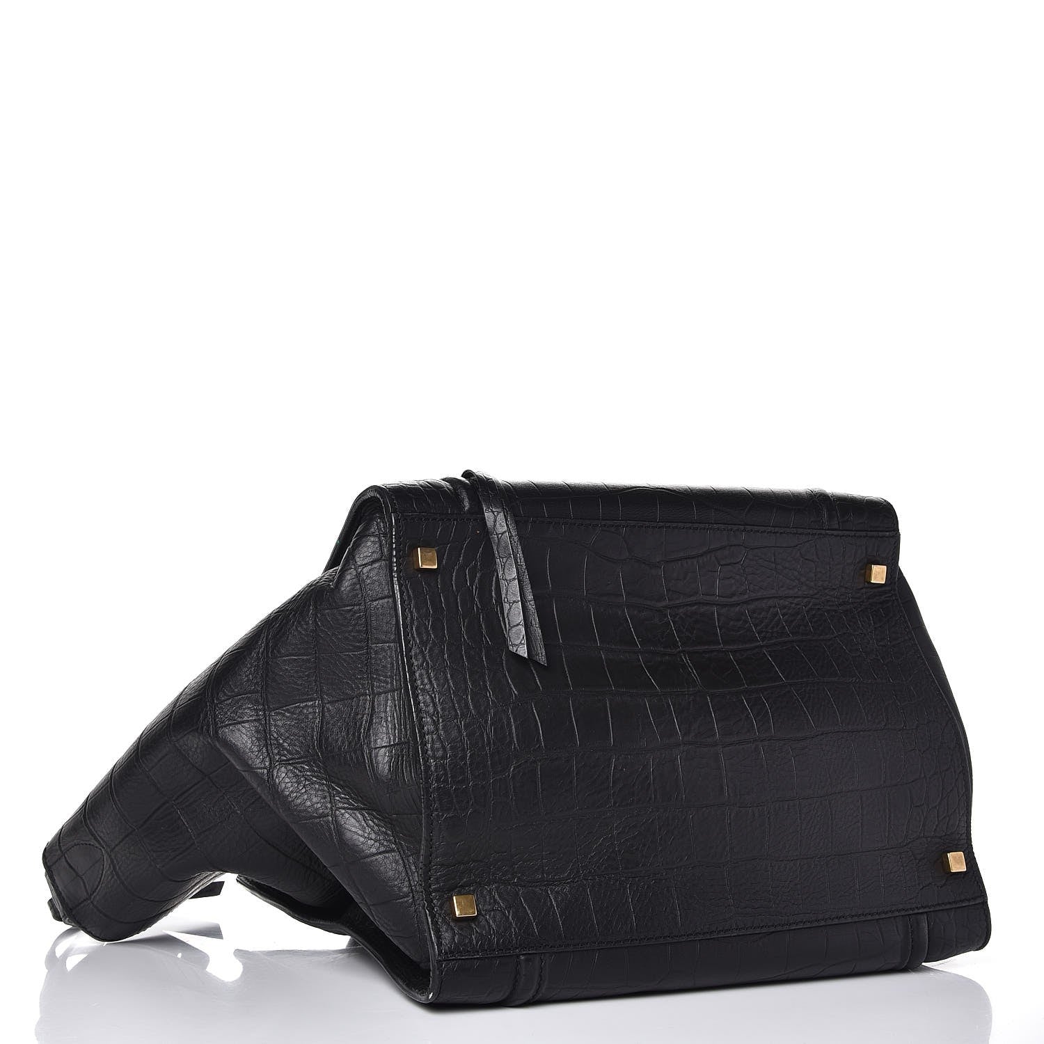 Celine Crocodile Embossed Calfskin Large Phantom Luggage Black 4 of 17