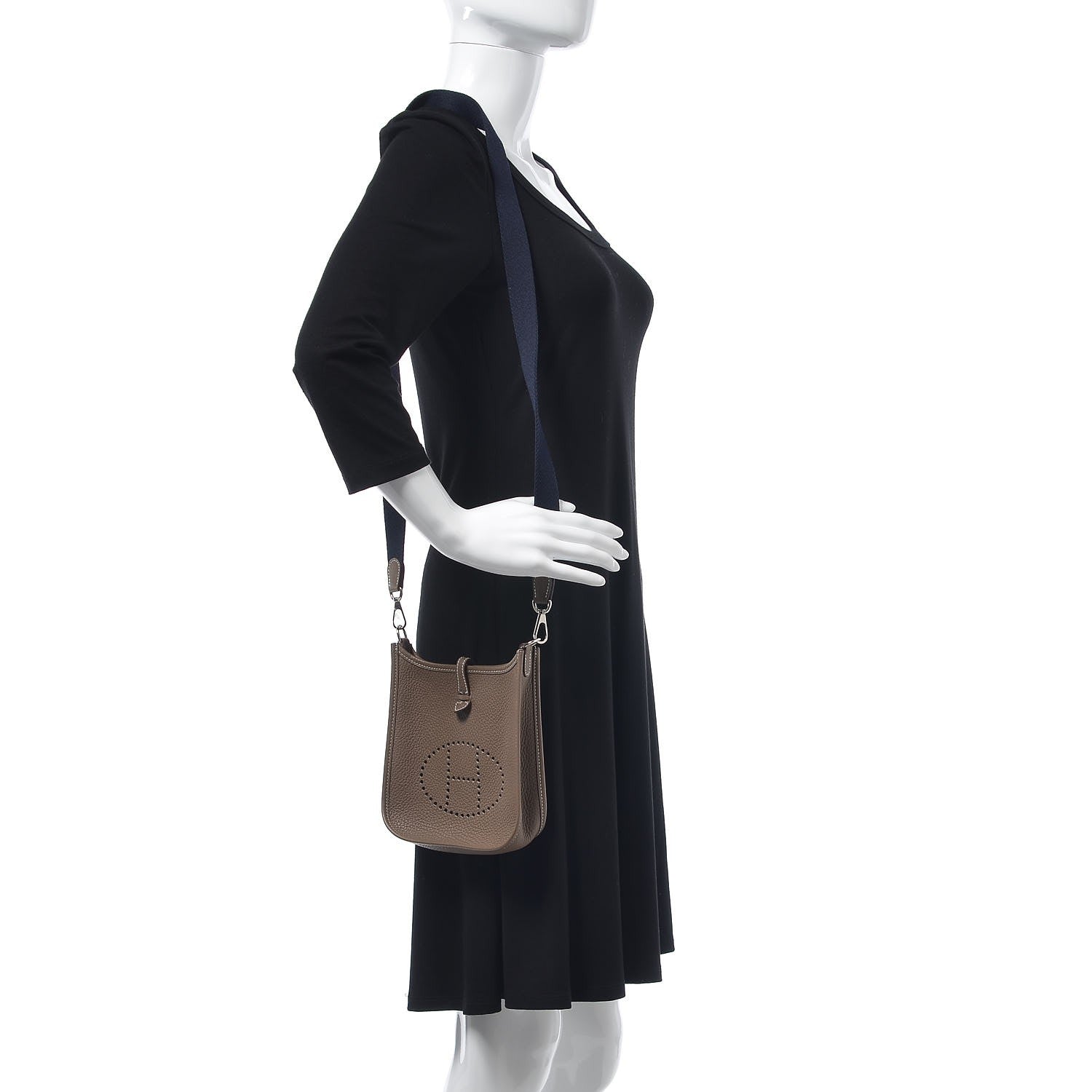 Hermes Taurillon Clemence Amazone Evelyne TPM Etoupe Bleu Indigo 2 of 8