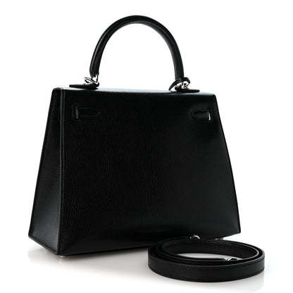 Hermes Chevre Chamkila Kelly Sellier 25 Black 2 of 9