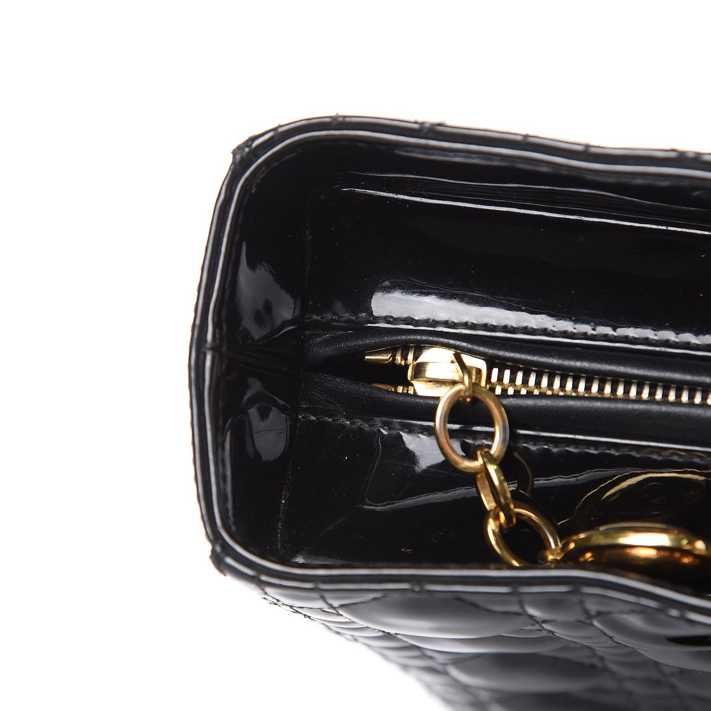 Patent Cannage Large Lady Dior Black