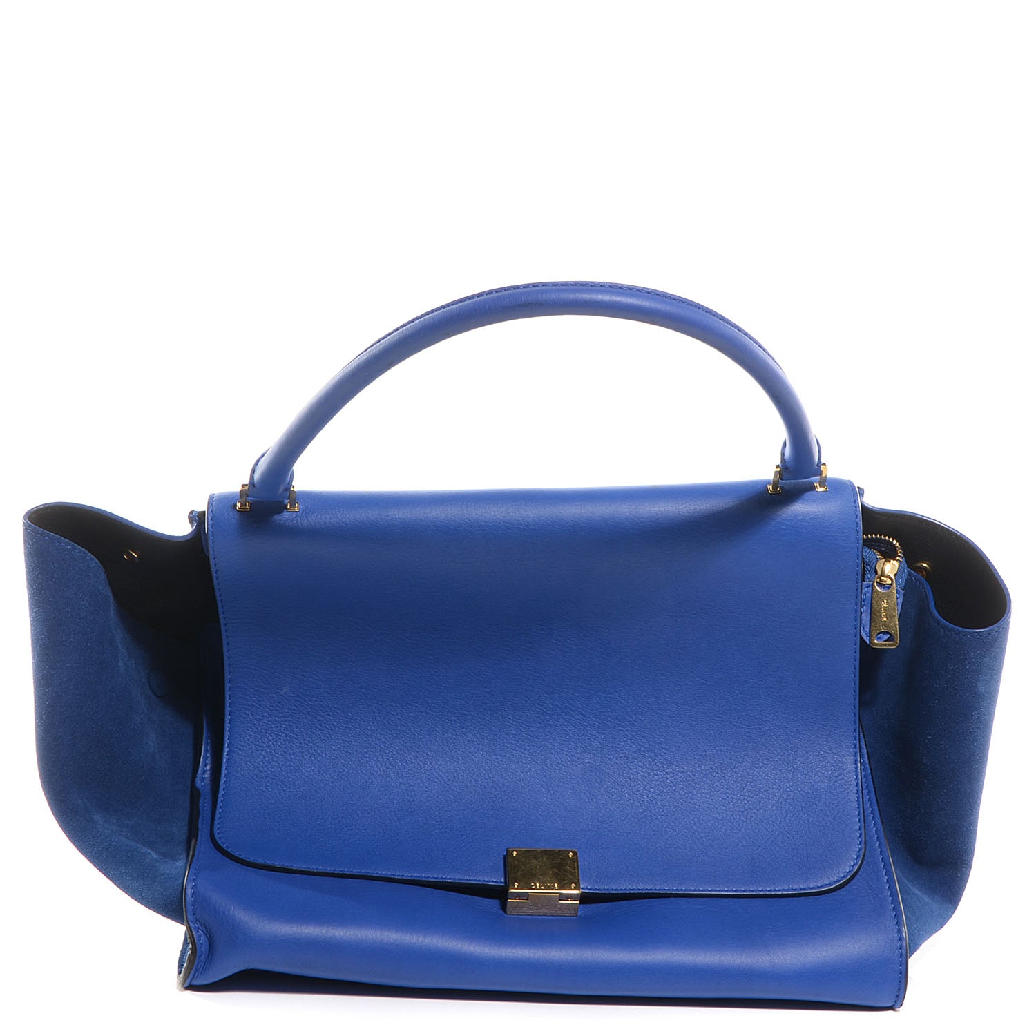 Celine Calfskin and Suede Large Trapeze Royal Blue 11 of 11