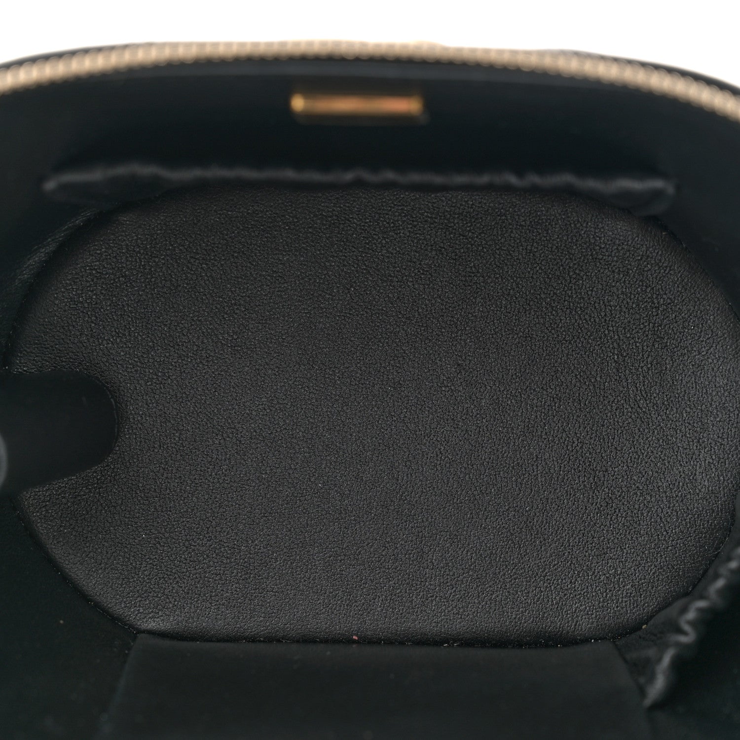 Chanel Lambskin Quilted Chain Top Handle Round Vanity Case Black 5 of 11