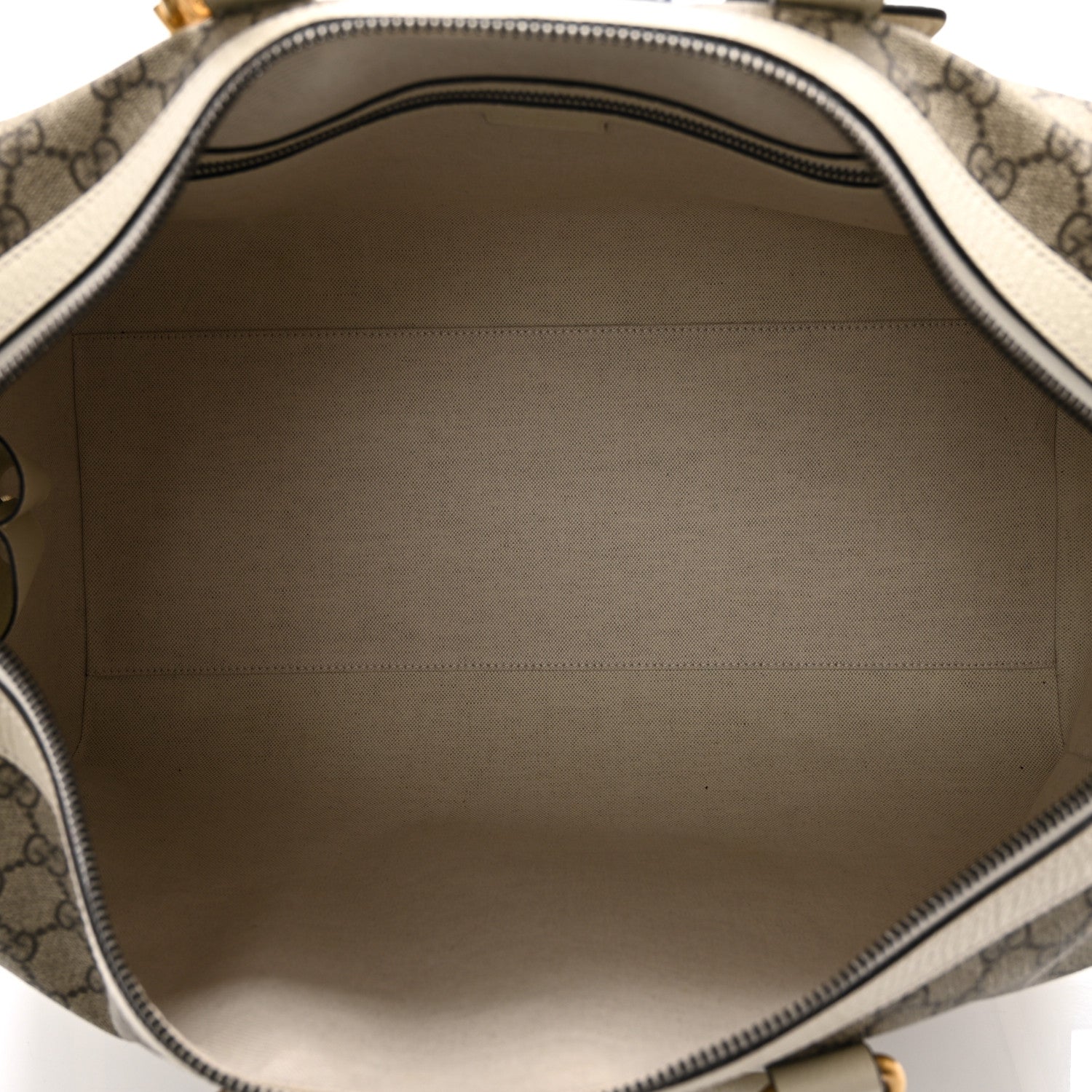 Gucci GG Supreme Monogram Textured Dollar Calfskin Web Medium Ophidia Duffle Bag Beige Ebony Mystic White 5 of 9