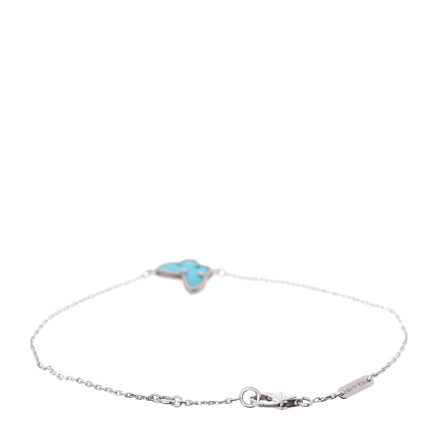 Van Cleef & Arpels 18K White Gold Turquoise Sweet Alhambra Butterfly Bracelet 3 of 5