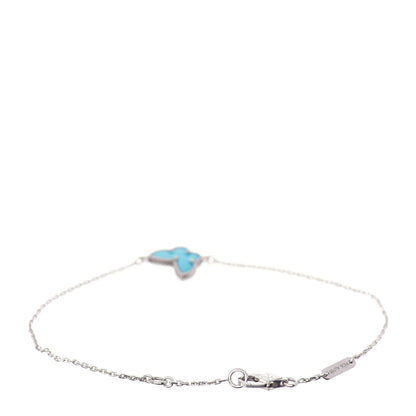 Van Cleef & Arpels 18K White Gold Turquoise Sweet Alhambra Butterfly Bracelet 3 of 5