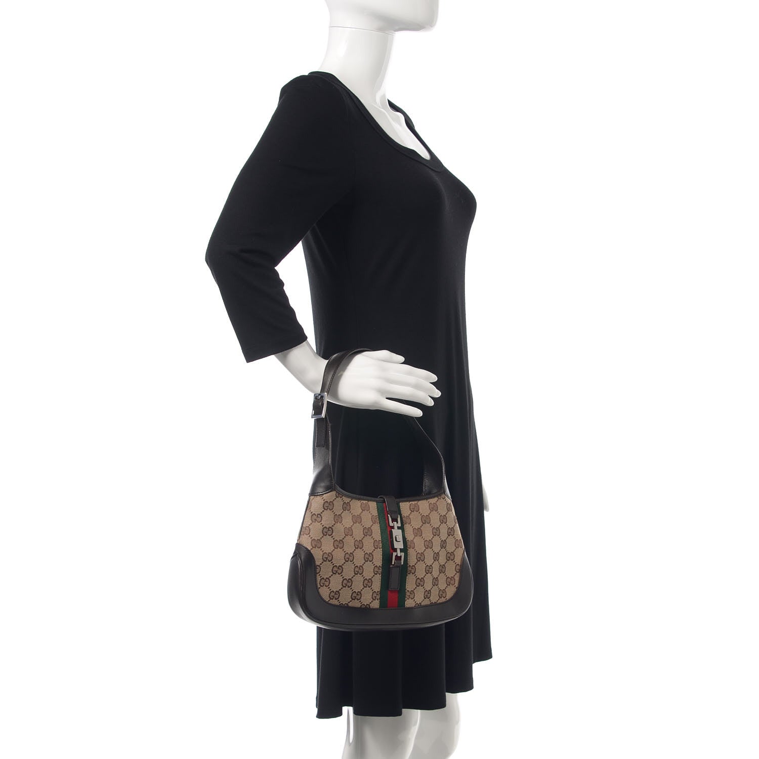 Gucci Monogram Web Small Jackie O Hobo Dark Brown 2 of 10