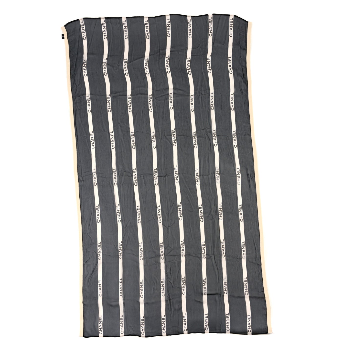 Silk Cotton Cashmere Scarf Shawl Black White
