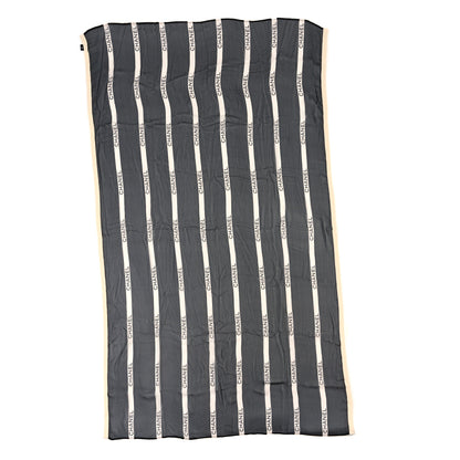 Chanel Silk Cotton Cashmere Scarf Shawl Black White 2 of 3