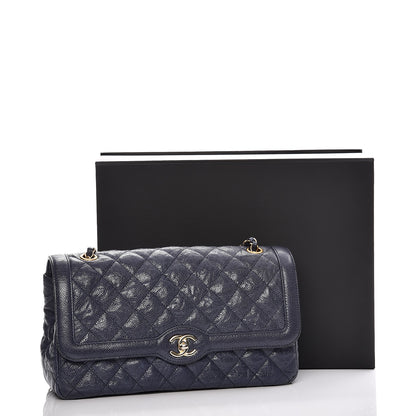 Chanel Crumpled Grained Calfskin Flap Navy Blue 13 of 13