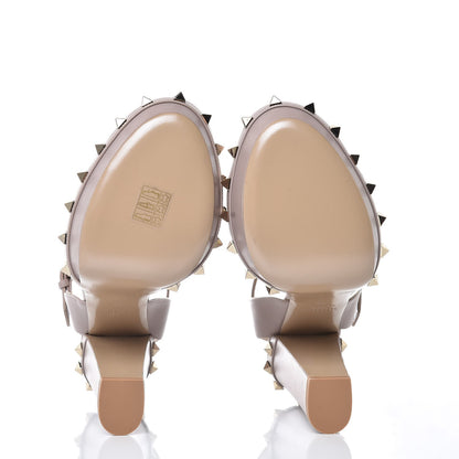 Valentino Garavani Calfskin Rockstud 75/125mm Platform Sandals 39 Poudre 5 of 7