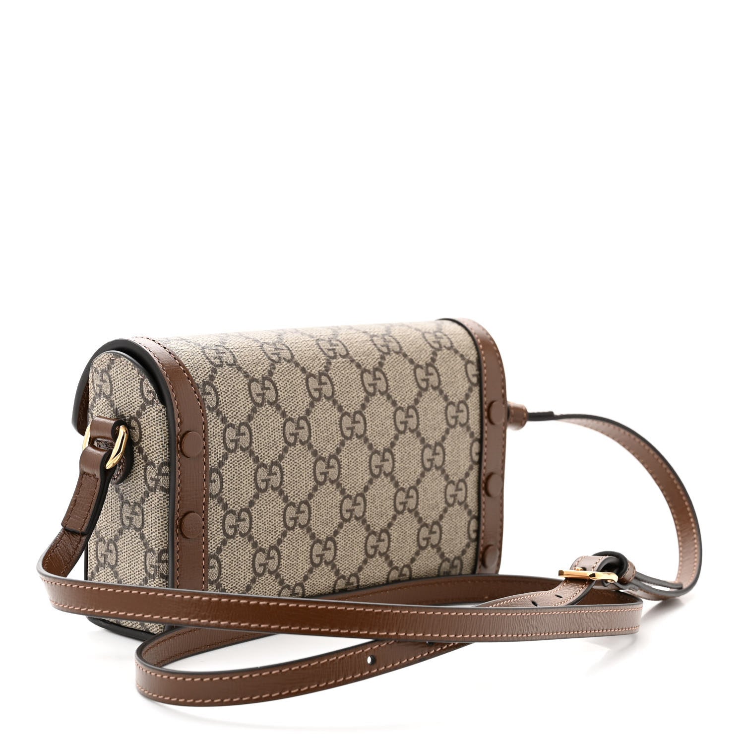 Gucci GG Supreme Monogram Mini Horsebit 1955 Shoulder Bag Beige Brown Sugar 3 of 11