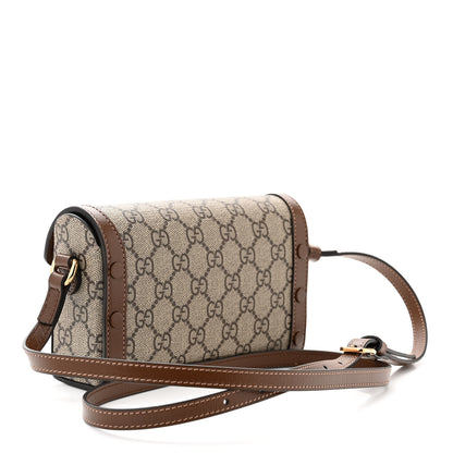 Gucci GG Supreme Monogram Mini Horsebit 1955 Shoulder Bag Beige Brown Sugar 3 of 11