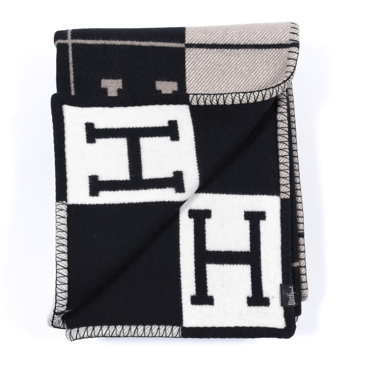 Wool Cashmere Avalon III Blanket Ecru Black