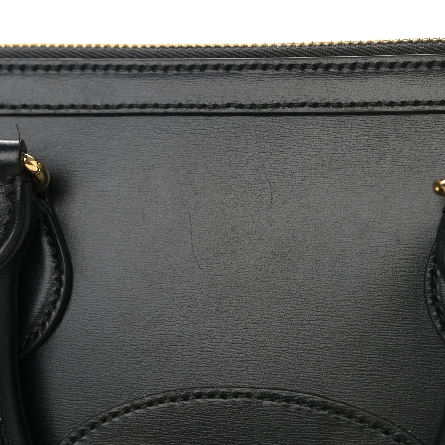 Boarded Plutone Calfskin Small Horsebit 1955 Top Handle Bag Black