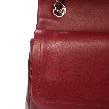 Chanel Patent Quilted Jumbo Double Flap Dark Red 10 of 13