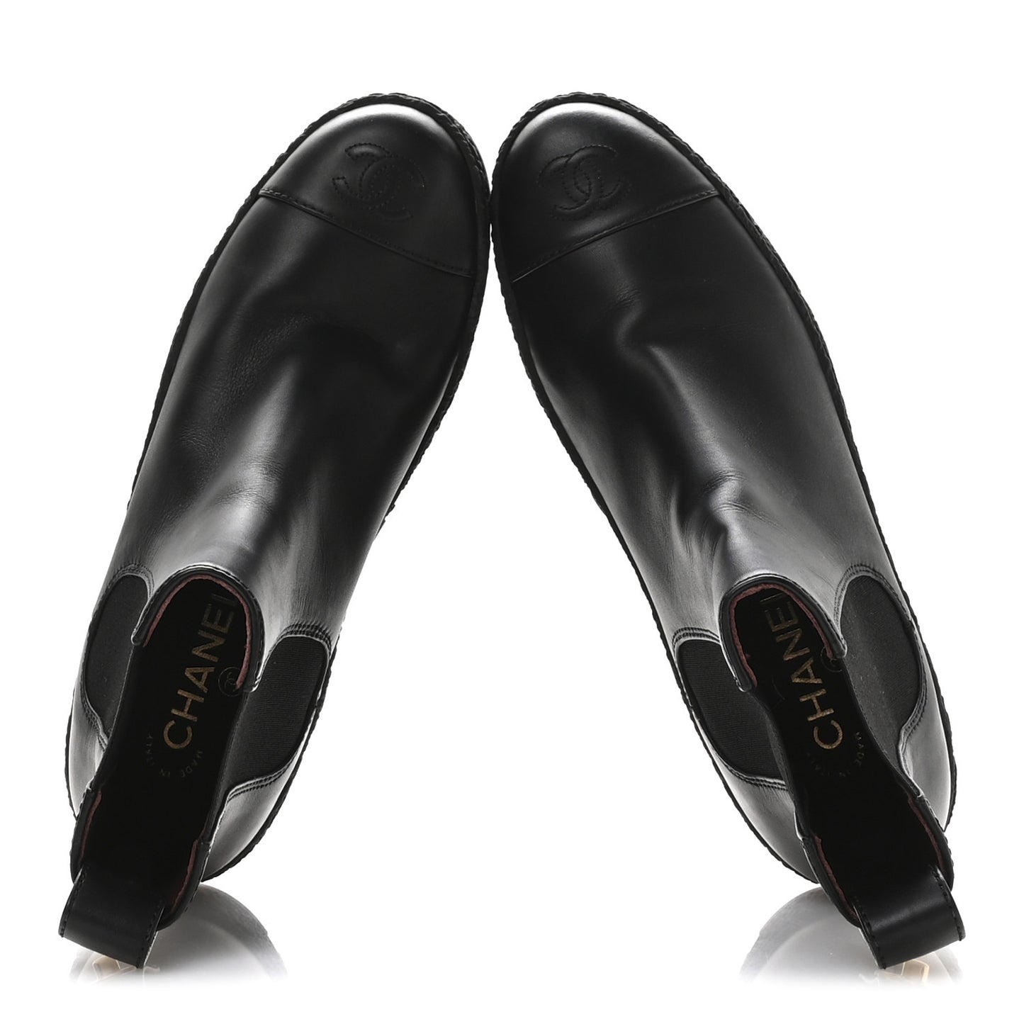 Calfskin Cap Toe CC Ankle Boots 40 Black
