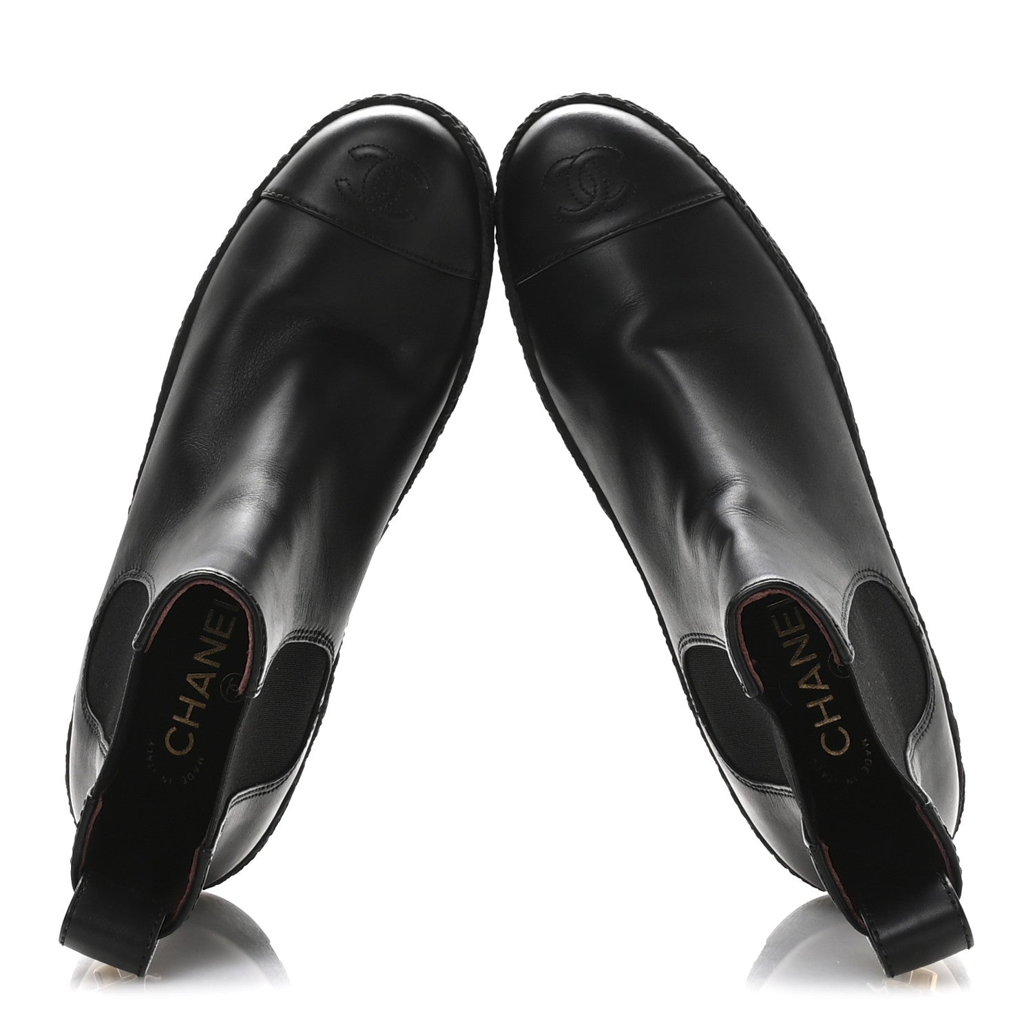 Chanel Calfskin Cap Toe CC Ankle Boots 40 Black 2 of 8