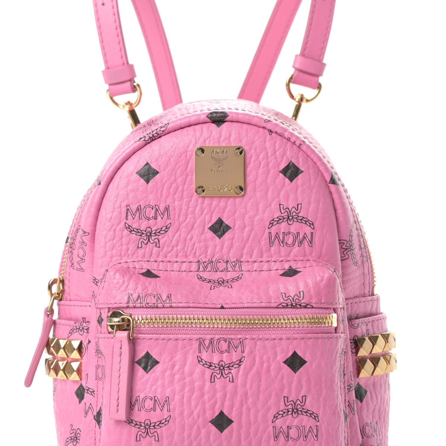 MCM Visetos Side Stud X-Mini Stark Bebe Boo Backpack Pink 8 of 10