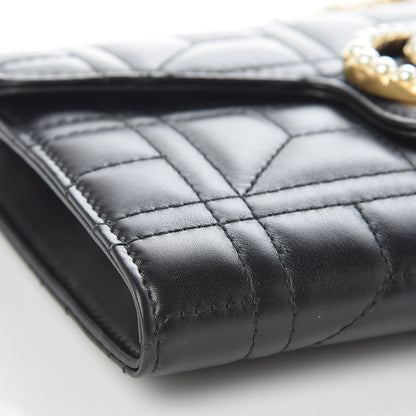 Gucci Calfskin Matelasse Mini Pearly GG Marmont Chain Wallet Black 13 of 14