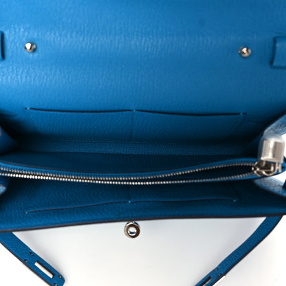 Hermes Chevre Mysore Kelly Wallet To Go Bleu Frida 4 of 9