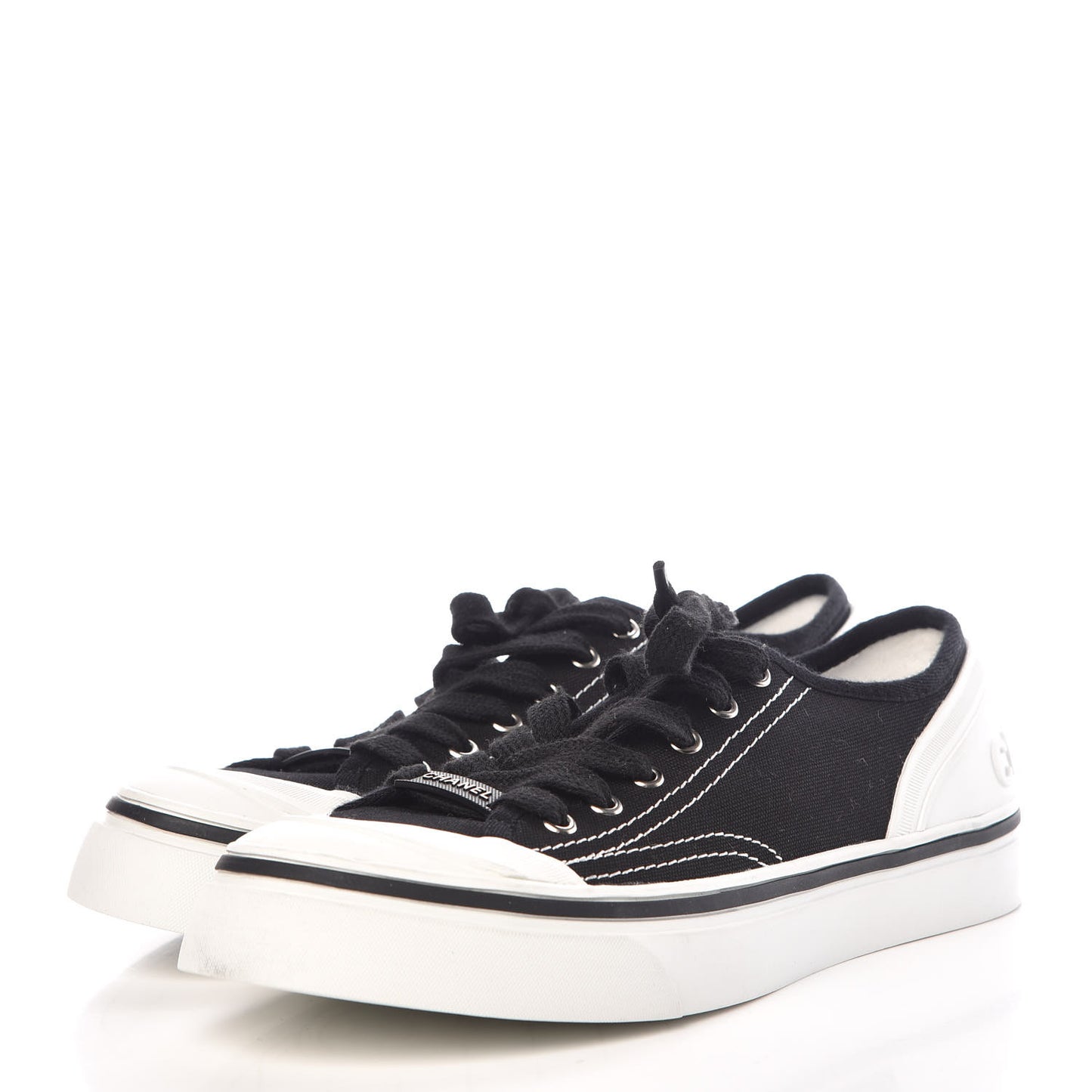 Canvas Lace Up Cap Toe Sneakers 38 Black
