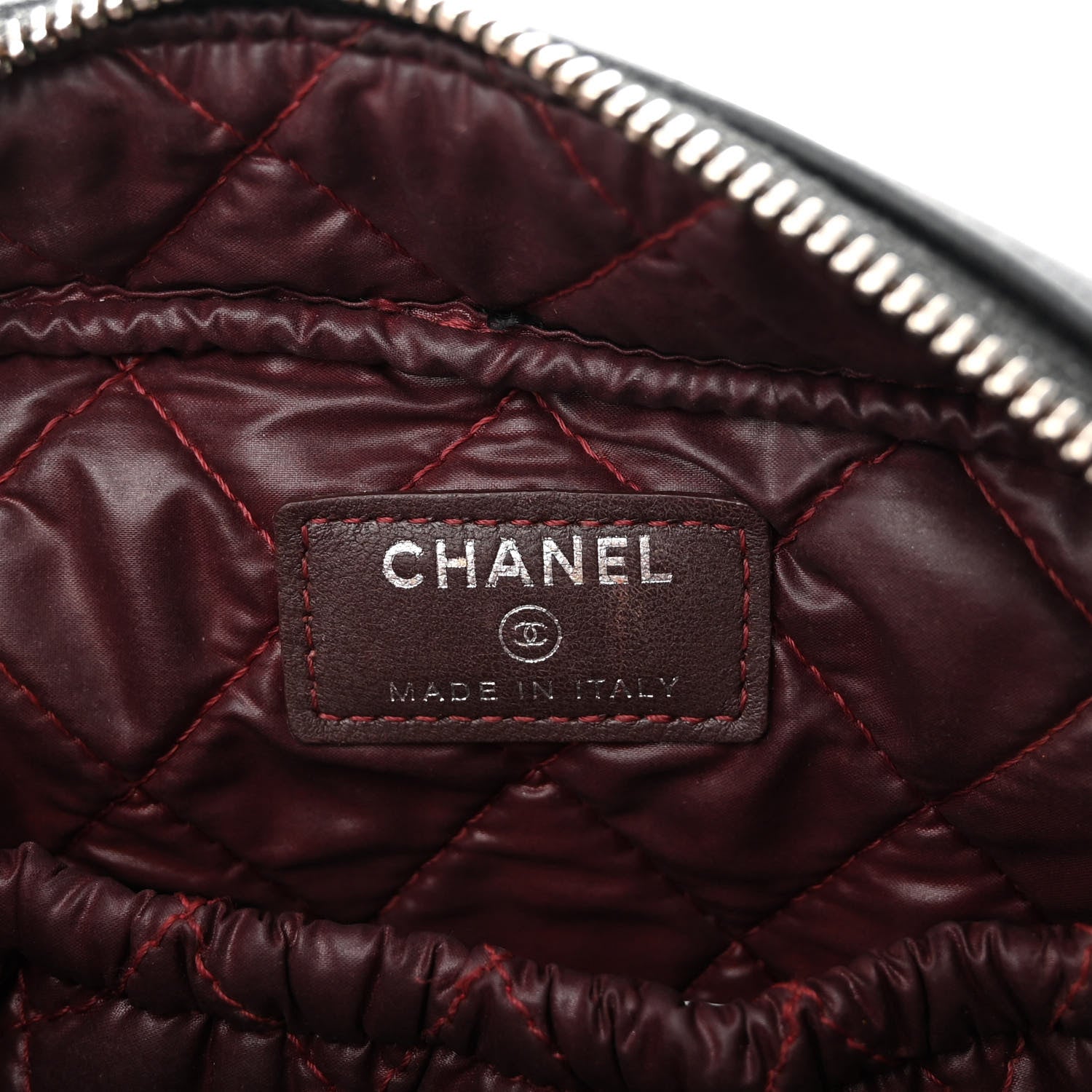 Chanel Lambskin Quilted Medium Curvy Pouch Cosmetic Case Black 6 of 12