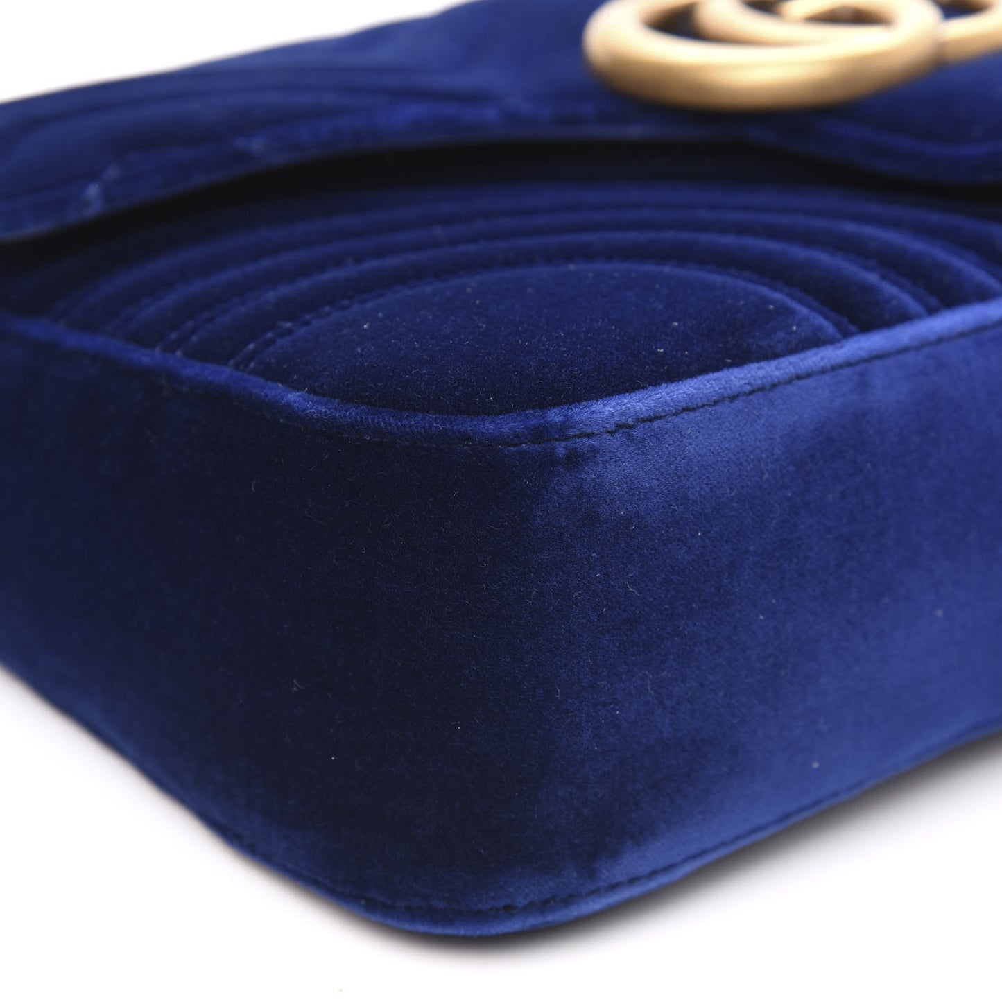 Velvet Matelasse Medium GG Marmont Shoulder Bag Cobalt Blue