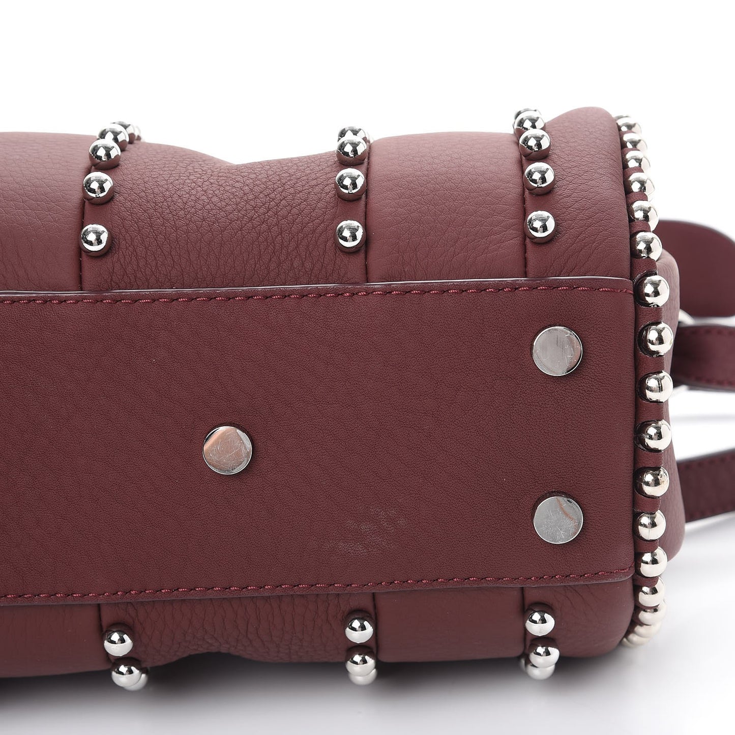 Calfskin Studded Mini Rockie Matte Beet Rodium Hardware