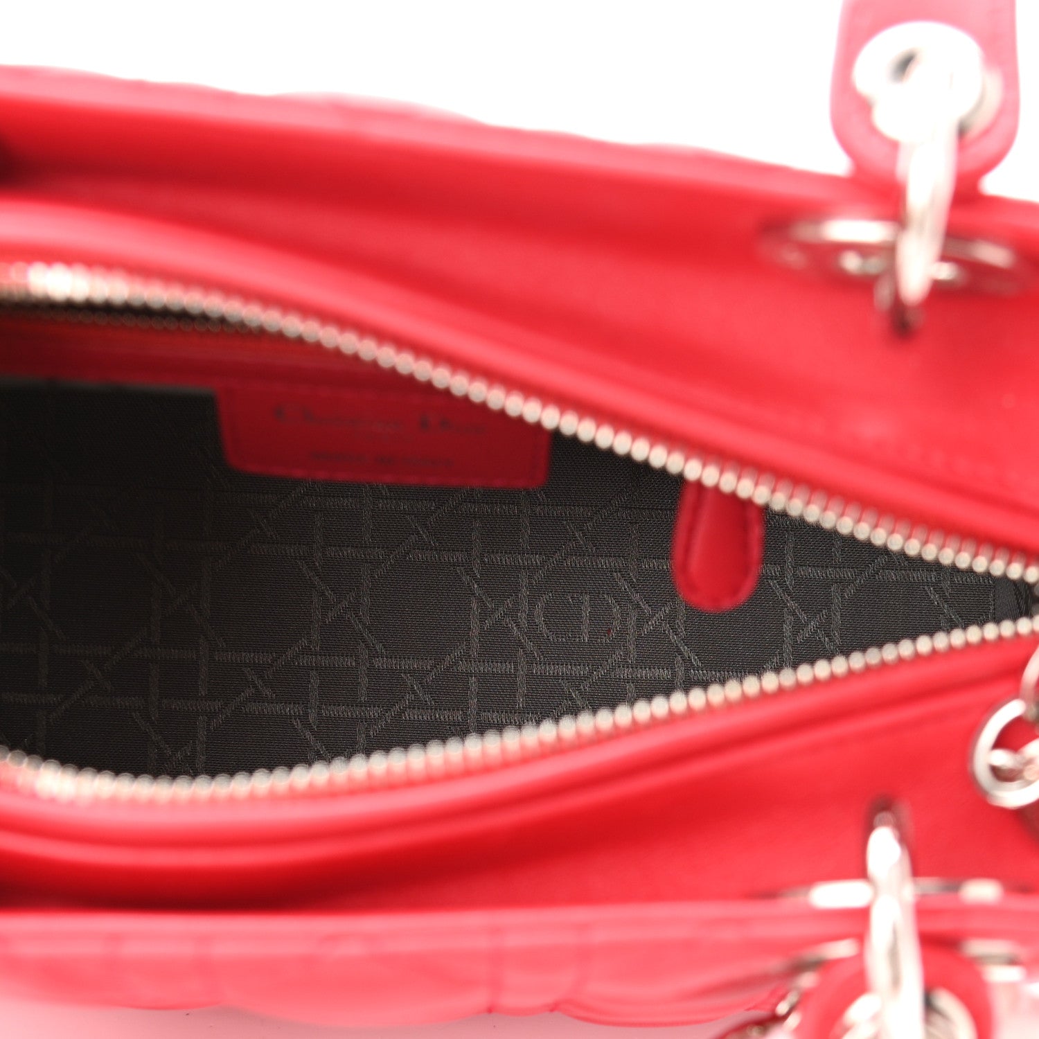 Christian Dior Lambskin Cannage Medium Lady Dior Red 4 of 9