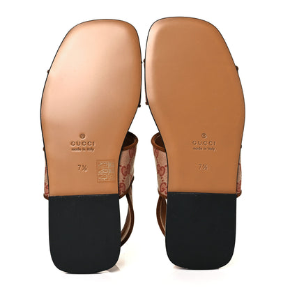 Gucci Canvas GG Monogram Mens Slingback Flat Sandals 7.5 Beige Ruggine Cuir 5 of 9