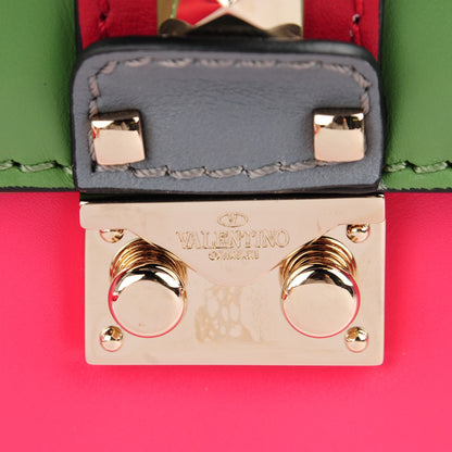 Valentino Garavani Vitello Small Glam Lock Rockstud Flap Green Deep Rose Grey Scarlet 6 of 8