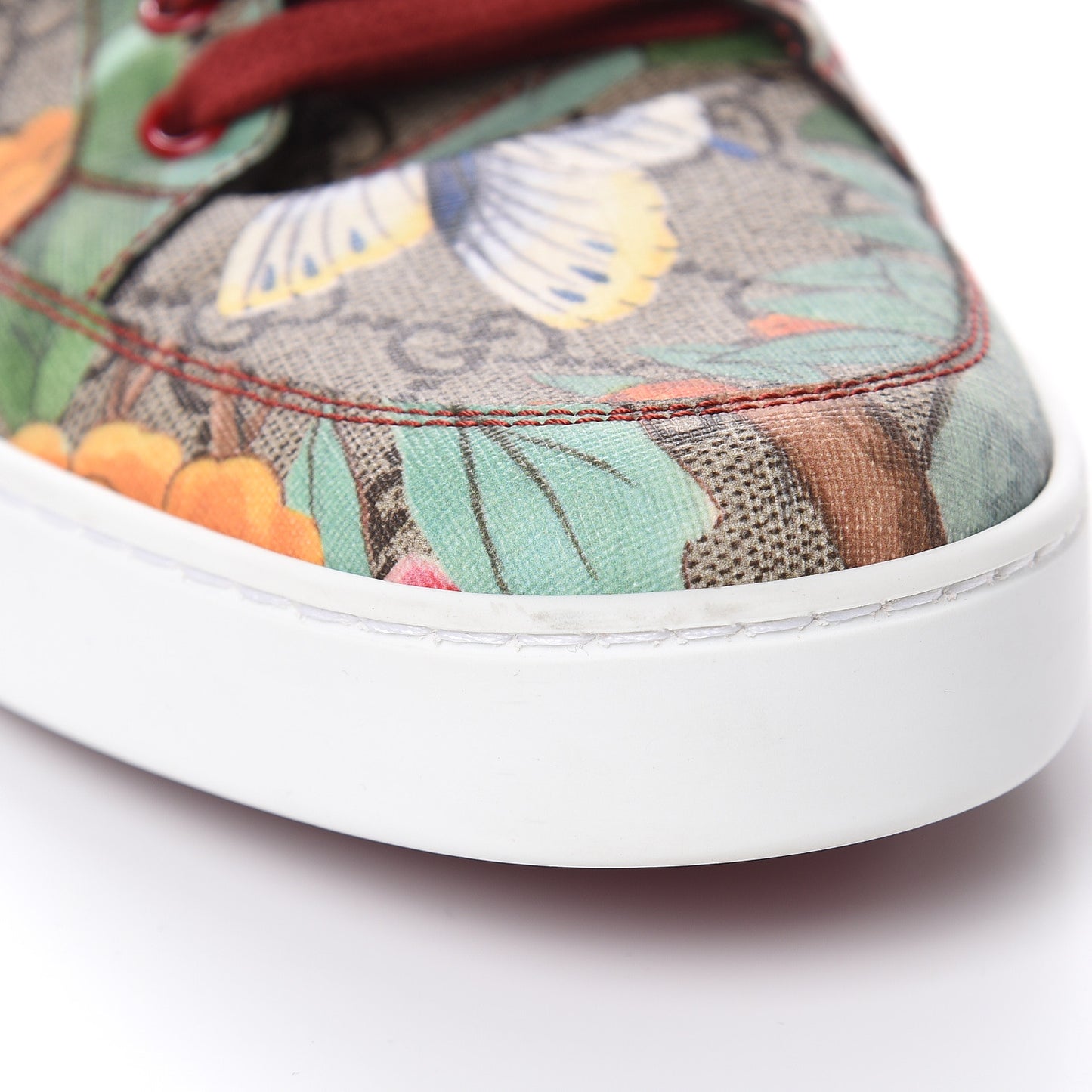 GG Supreme Monogram Tian Mens Low Top Sneakers 10.5 Beige Multicolor Red