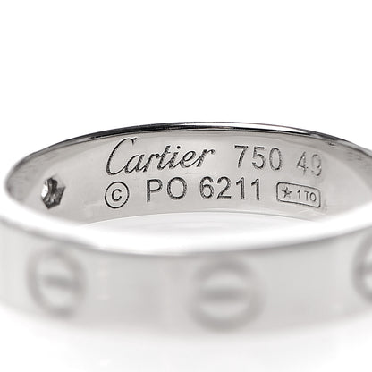 Cartier 18K White Gold Diamond 4mm LOVE Wedding Band Ring 49 5 4 of 5