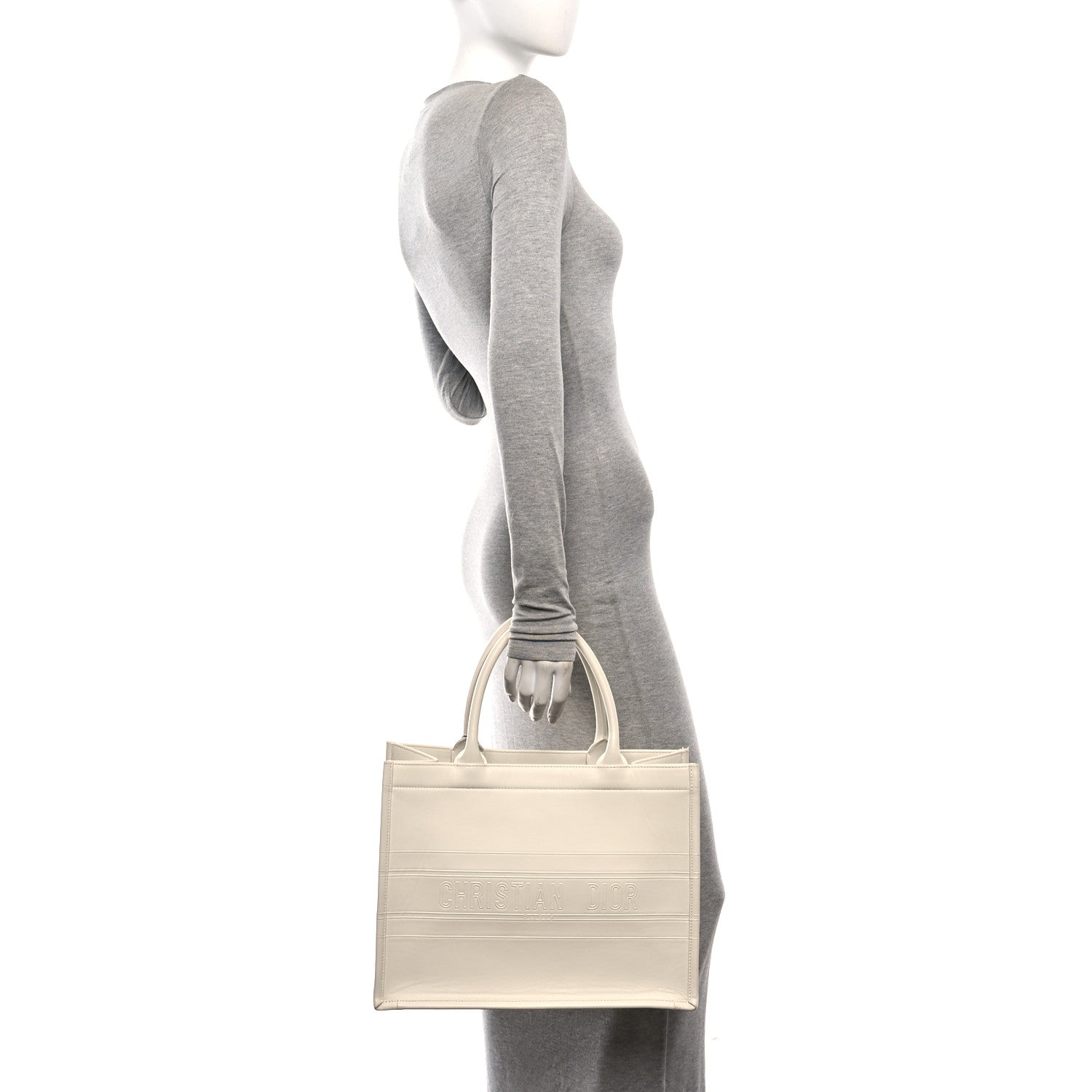 Christian Dior Calfskin Embossed Medium Book Tote Ivory Tote Ivory 2 of 10