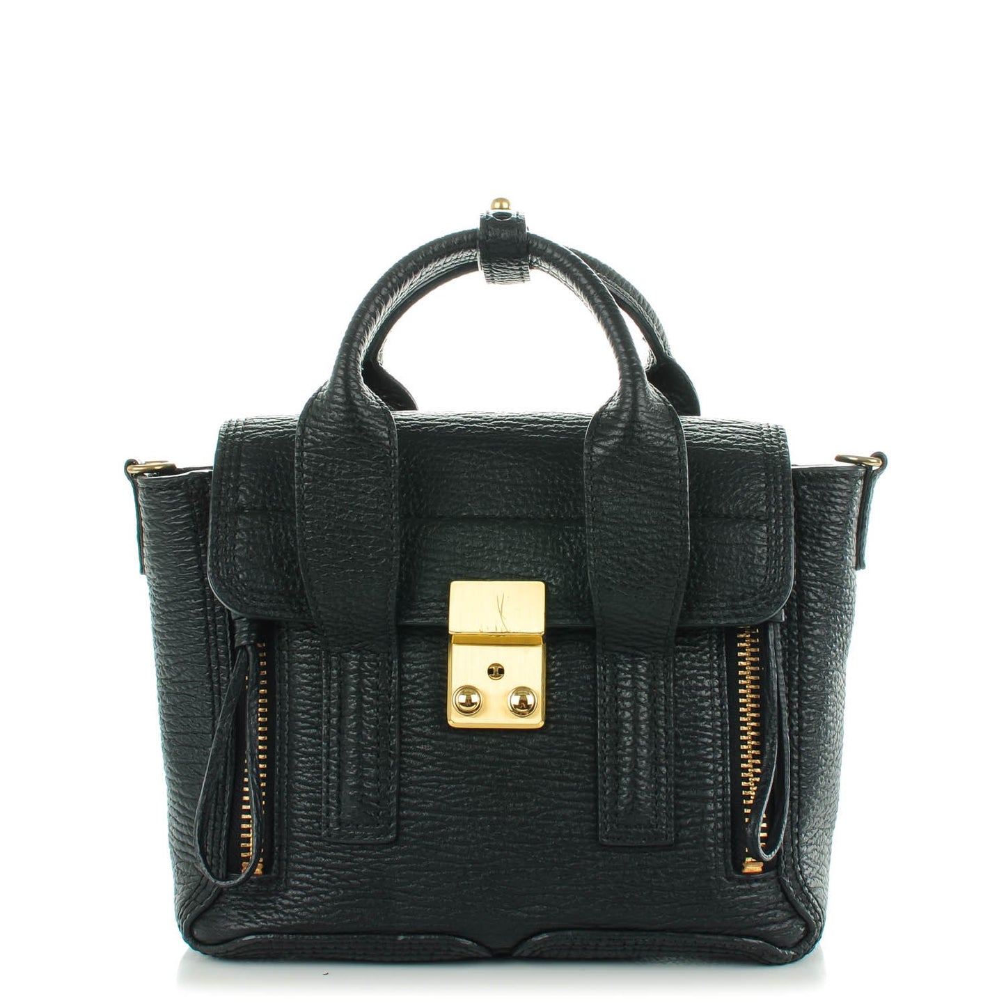3.1 Textured Calfskin Mini Pashli Satchel Black