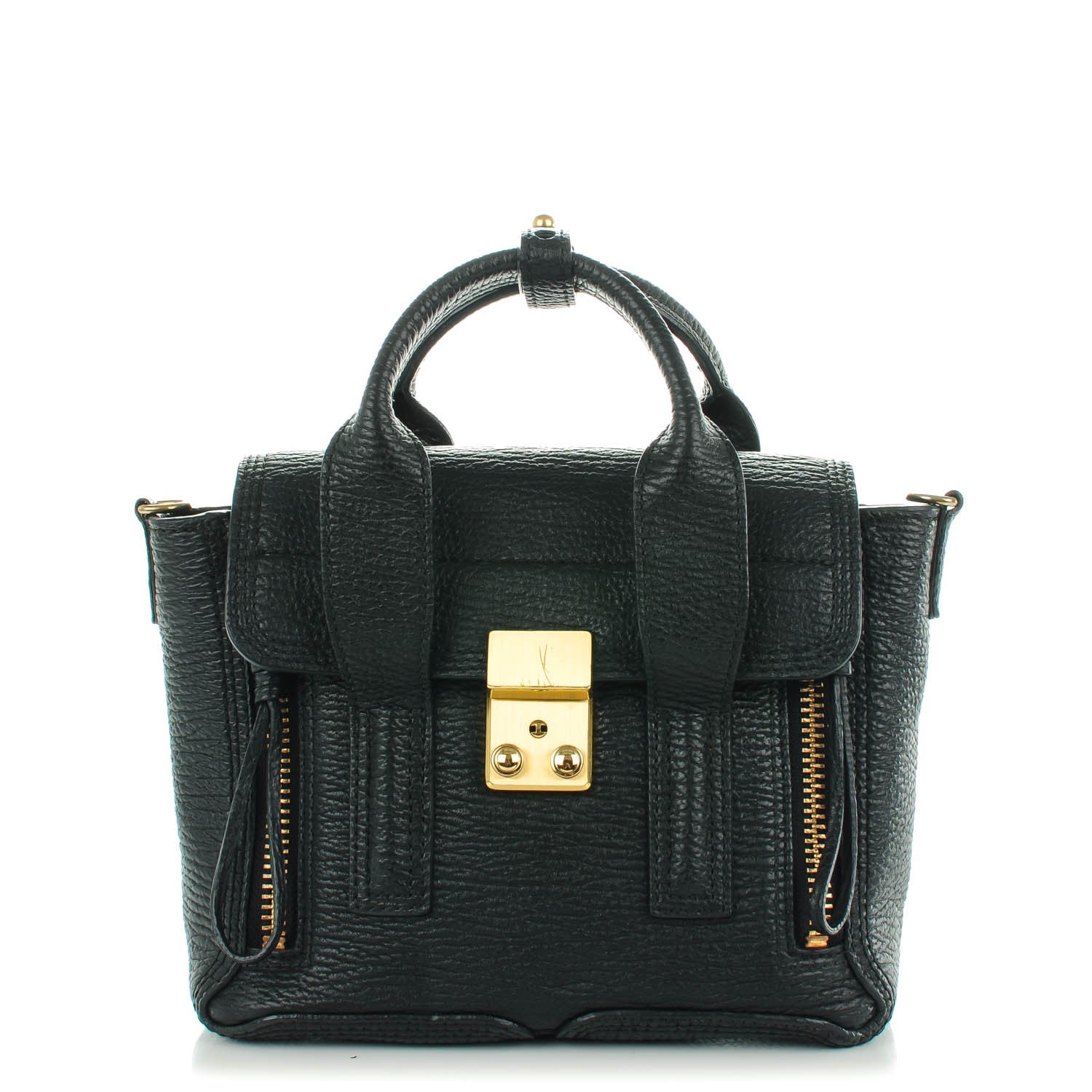 3.1 Phillip Lim 3.1 Textured Calfskin Mini Pashli Satchel Black 1 of 7