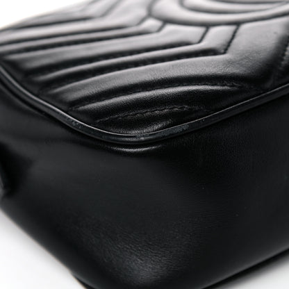 Gucci Calfskin Matelasse Small GG Marmont Chain Shoulder Bag Black 10 of 18