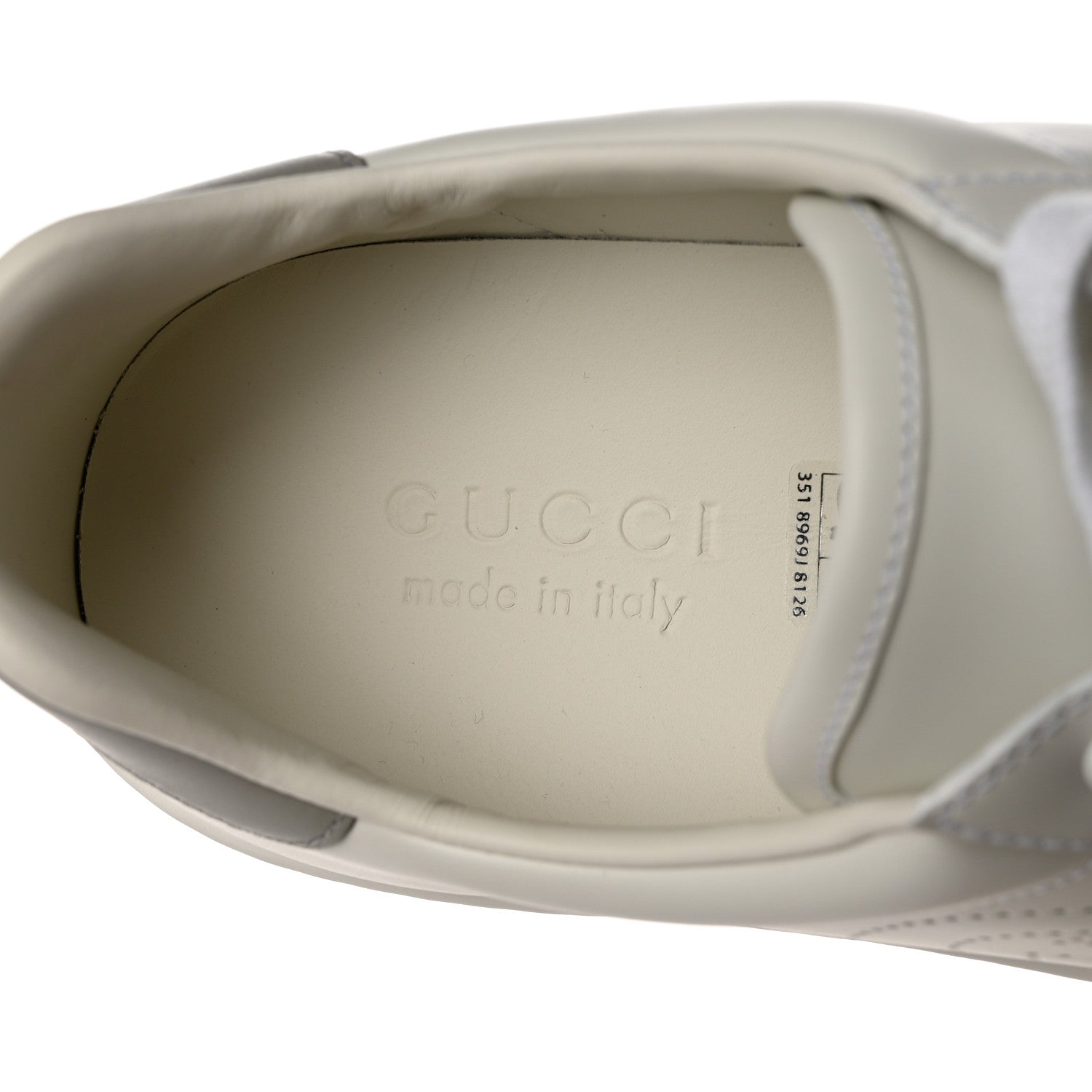 Gucci Calfskin Interlocking G Perforated Mens Ace Sneakers 8 White Grey Sky 7 of 9
