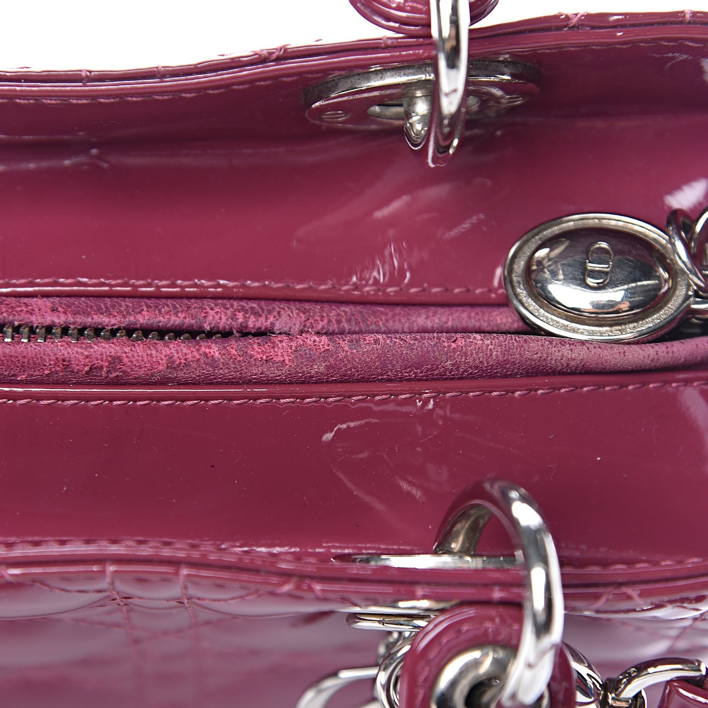 Patent Cannage Medium Lady Dior Dark Pink
