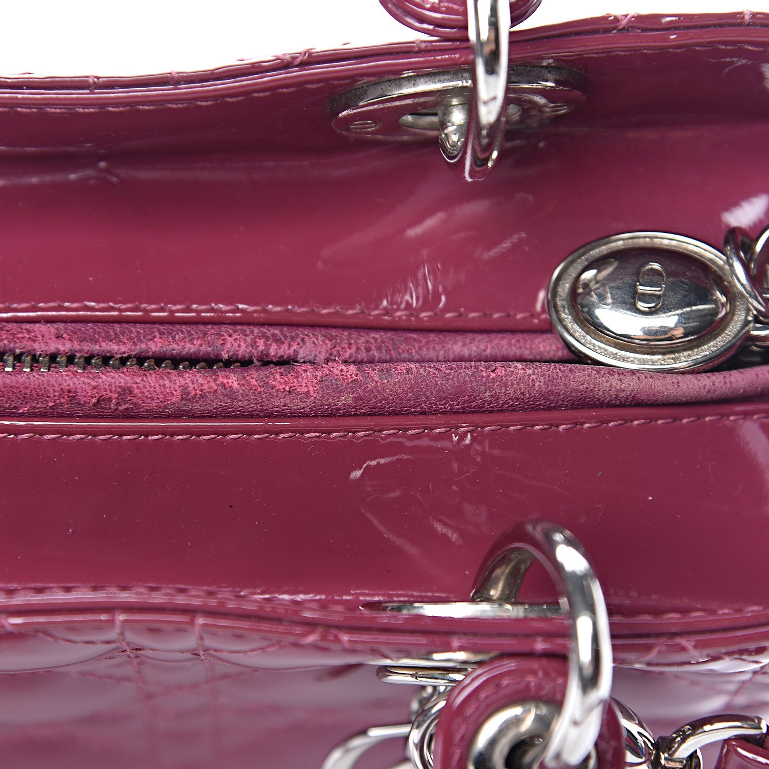 Christian Dior Patent Cannage Medium Lady Dior Dark Pink 7 of 13