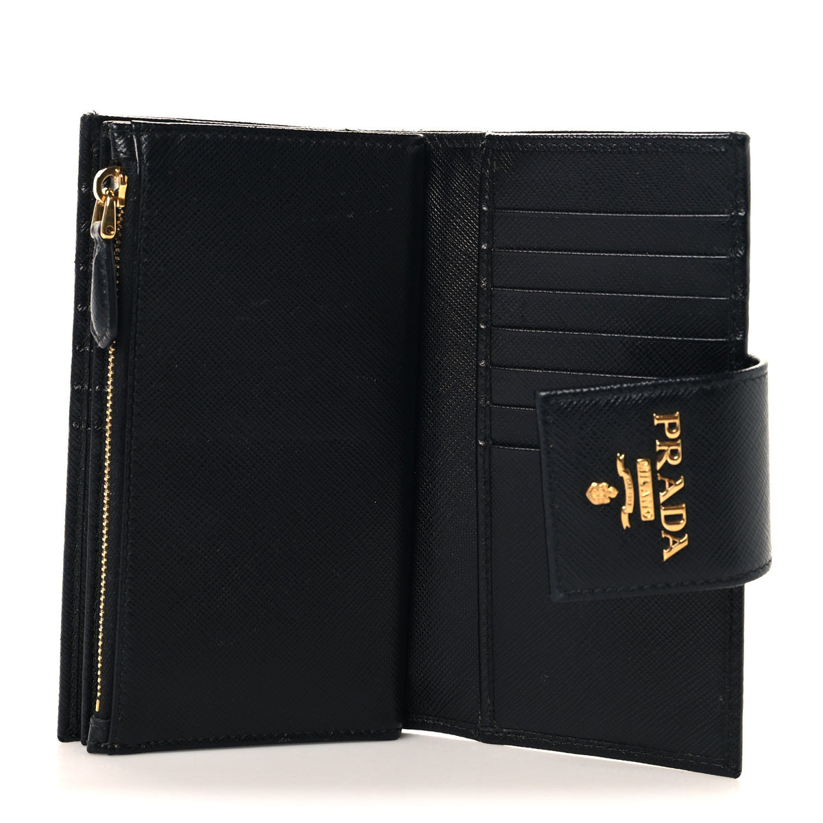 Saffiano Metal Tab Wallet Black