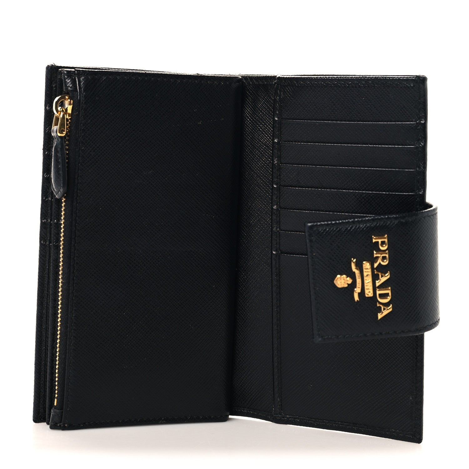 Prada Saffiano Metal Tab Wallet Black 7 of 9