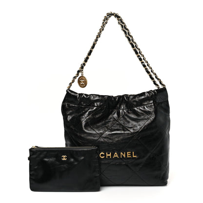Chanel Shiny Calfskin Quilted Small Chanel 22 Black 1 of 10