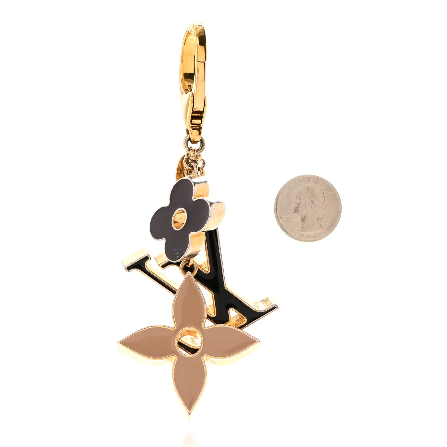 Metal Fleur De Monogram Bag Charm Dore Dore