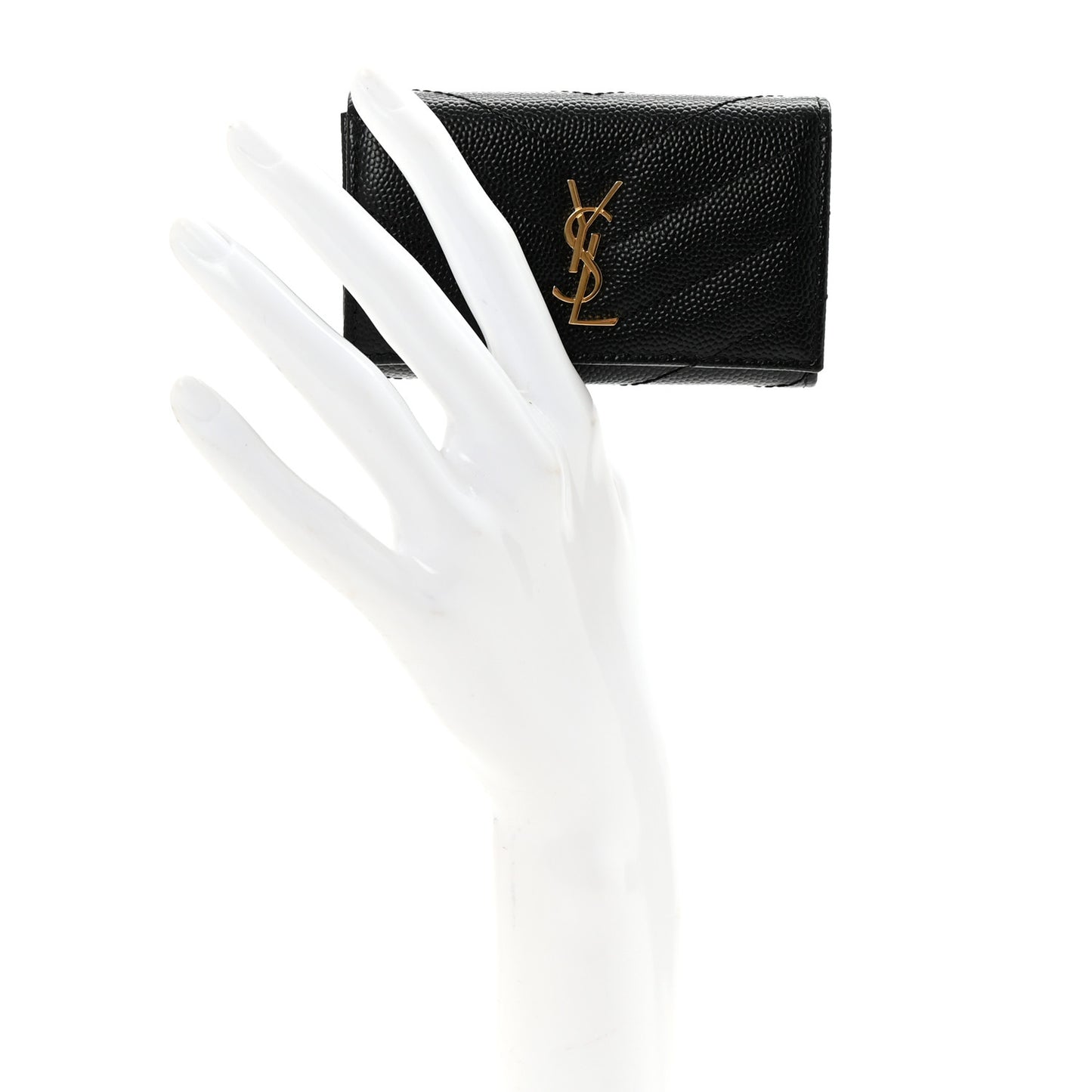 Grain de Poudre Matelasse Cassandre Monogram Slim Key Case Black